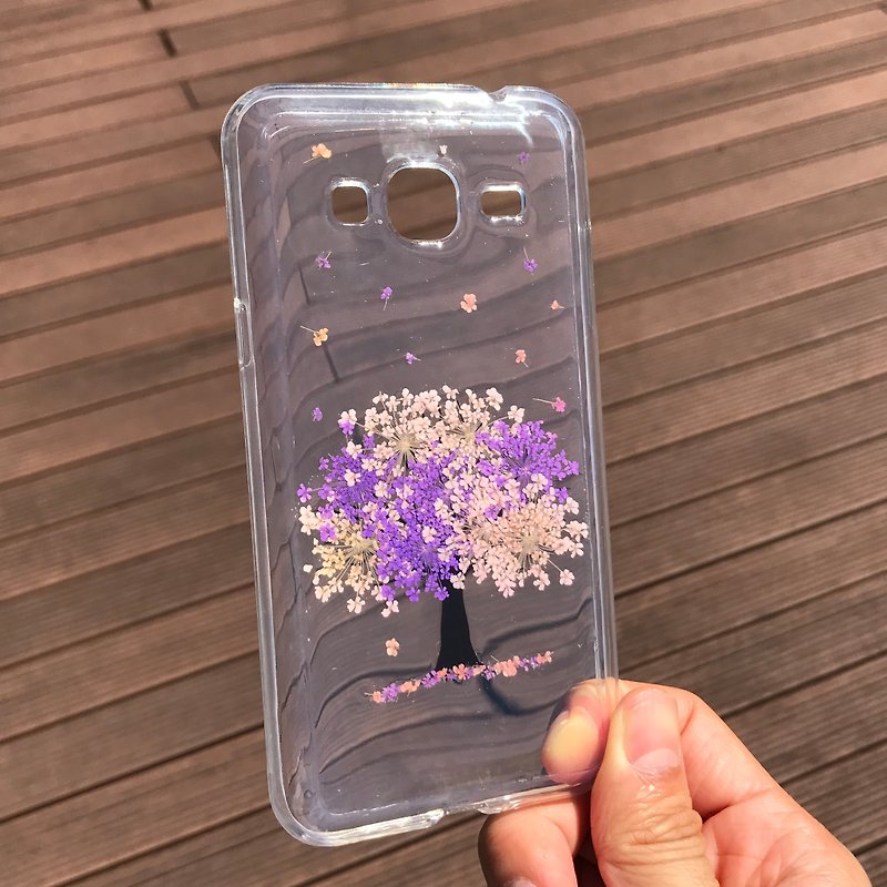 Samsung Galaxy J3 手机壳 Handmade Pressed Flowers Case 押花 干燥花 树 紫色压花 010 - 手机壳/手机套 - 植物．花 紫色