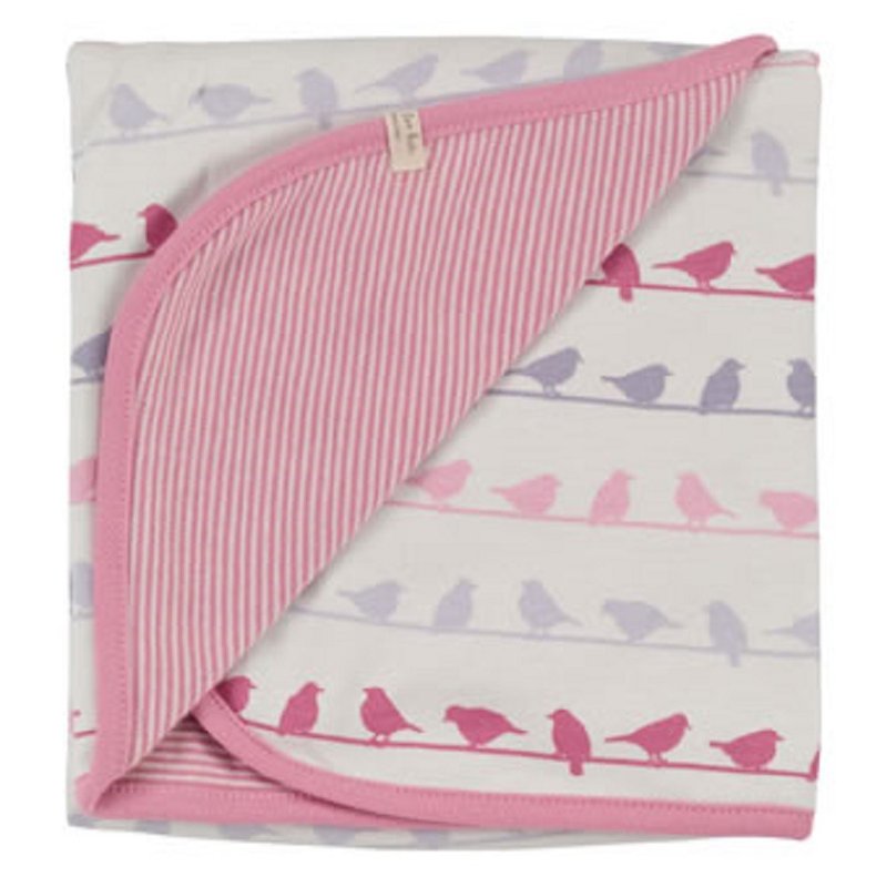 100% 有机棉 可爱小鸟剪影 婴儿包巾 英国品牌 - 满月礼盒 - 棉．麻 粉红色