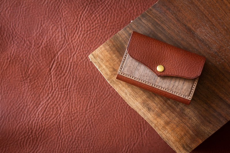 カードウォレット　-チョコ × ウォールナット- - 皮夹/钱包 - 真皮 