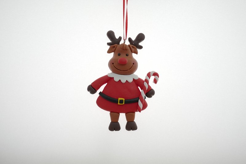 圣诞麋鹿吊饰 - 吊饰 - 陶 红色