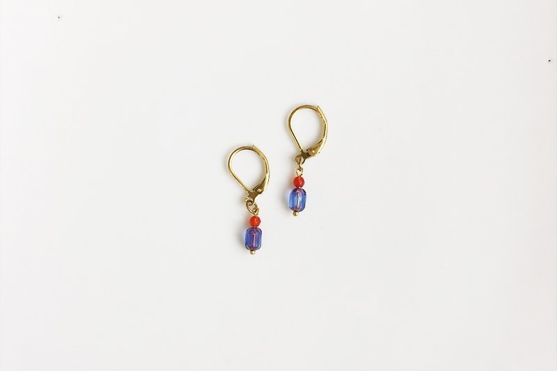 小罗兰 黄铜玻璃珠造型耳环 - 耳环/耳夹 - 其他金属 紫色