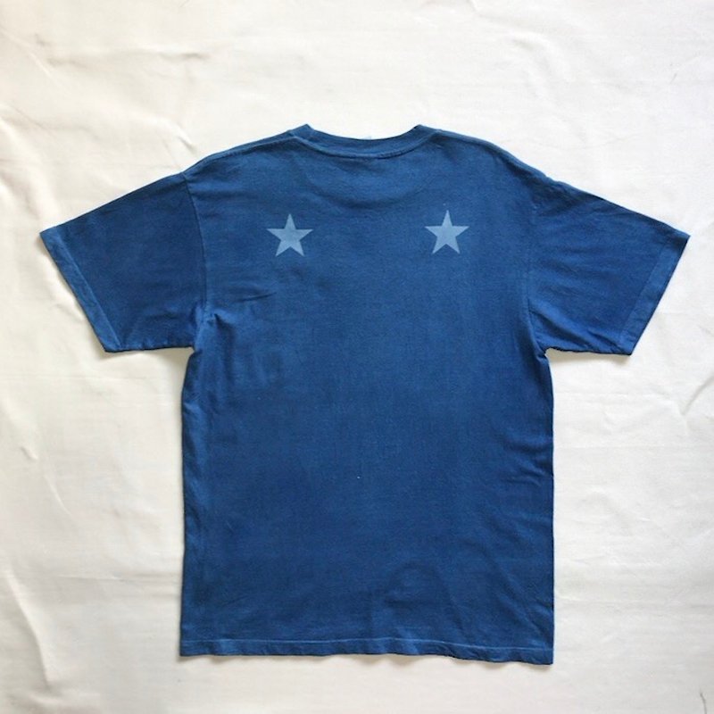 日本製 手染め　BLUE STAR DARK TEE 星 Indigo dyed 藍染　JAPANBLUE - 女装 T 恤 - 棉．麻 蓝色