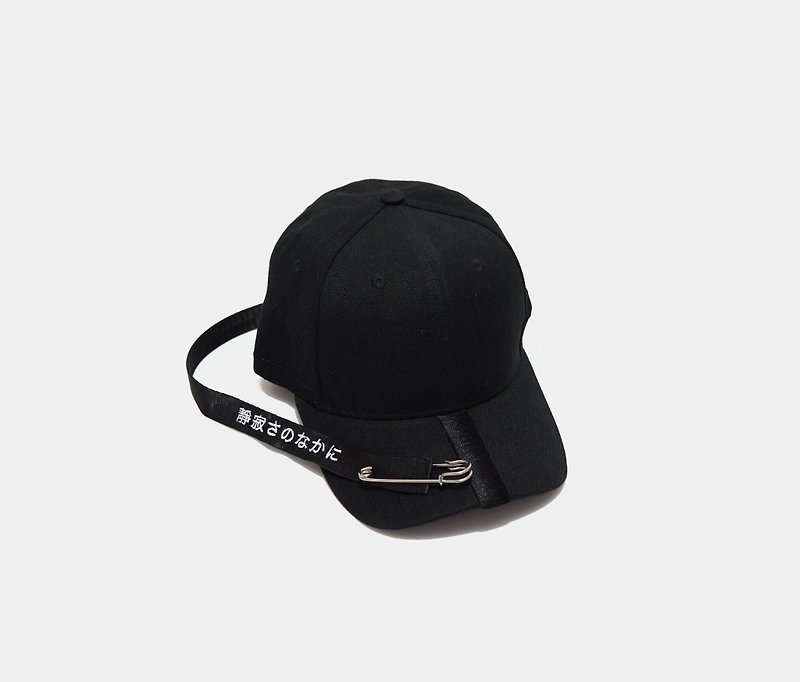KAKY CAP 01-日文字刺绣老帽棒球帽 - 帽子 - 聚酯纤维 黑色