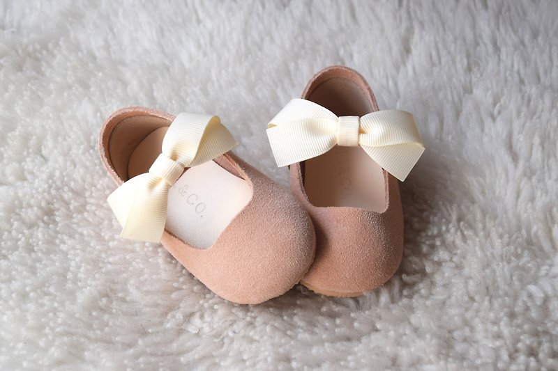 粉红色女童鞋 女宝宝礼物 学步鞋 周岁礼物 周岁照 花童 小孩礼物 - 童装鞋 - 真皮 粉红色