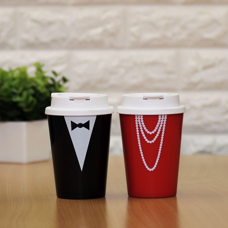 手提耐热咖啡杯 - 绅士+淑女 (2件/套) - 咖啡杯/马克杯 - 塑料 