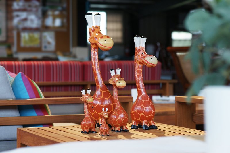 实木艺品 长颈鹿家族 5款尺寸 自由组合搭配 - 摆饰 - 木头 咖啡色