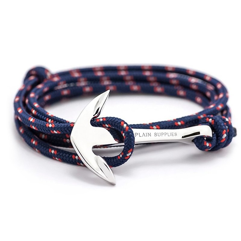 Silver Anchor Navy Rope Bracelet - 手链/手环 - 其他材质 