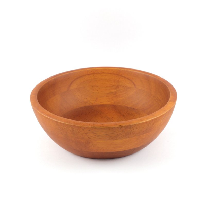 |巧木| 木制沙拉碗V(橘色)/木碗/汤碗/餐碗/凹底碗/胖碗/橡胶木 - 碗 - 木头 咖啡色