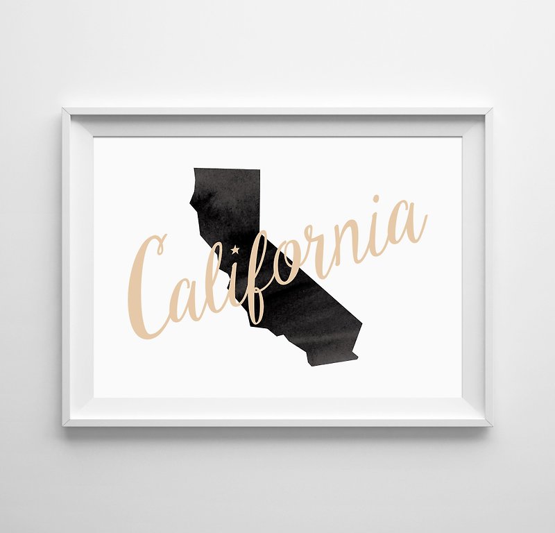 California map art 可定制化 挂画 海报 - 海报/装饰画/版画 - 纸 
