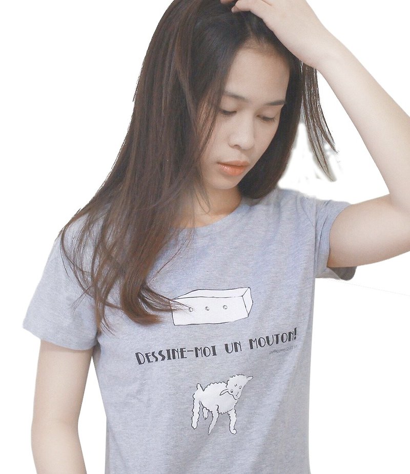 小王子经典版授权 - T恤：【帮我画只羊】成人短袖 T-shirt,AA18 - 女装上衣 - 棉．麻 白色