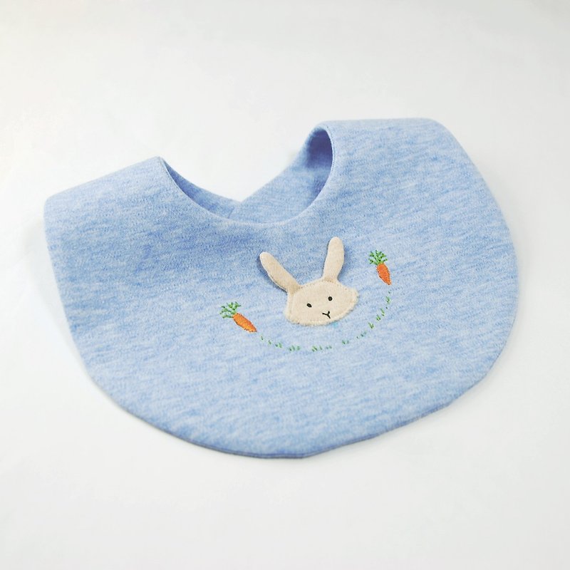 兔子与萝卜围兜口水巾 - 围嘴/口水巾 - 棉．麻 蓝色