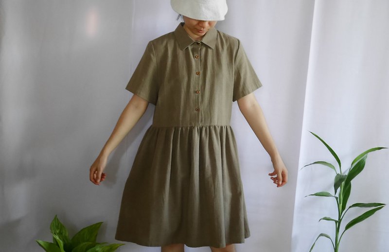 hand-woven cotton fabric with natural dyes dress - 洋装/连衣裙 - 棉．麻 