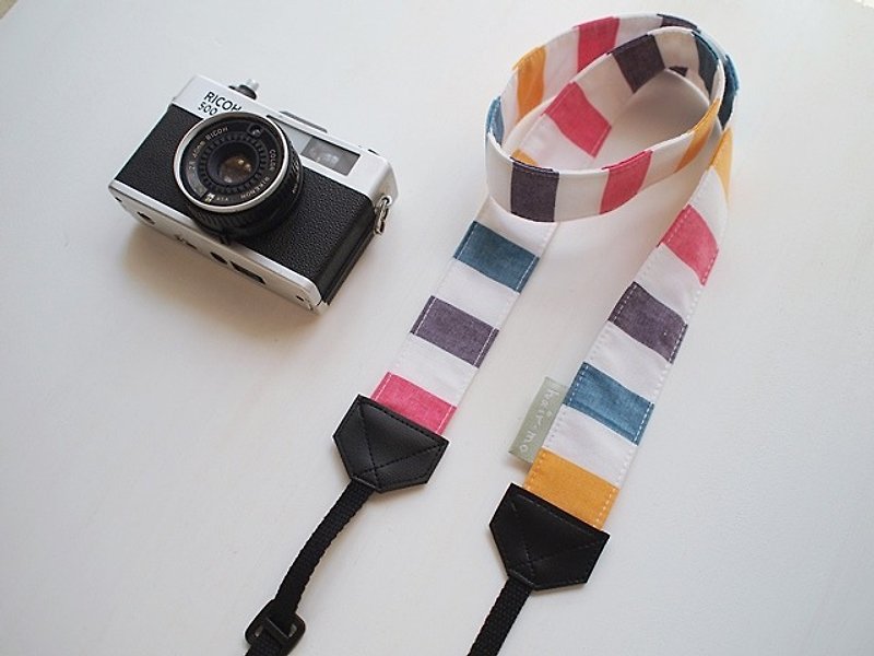 hairmo彩色方块双背相机带(一般孔0.8) - 相机 - 棉．麻 多色