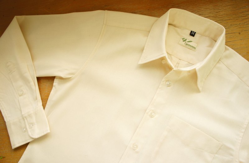 有机棉 长袖衬衫 (平织斜纹布) - 男装衬衫 - 棉．麻 白色