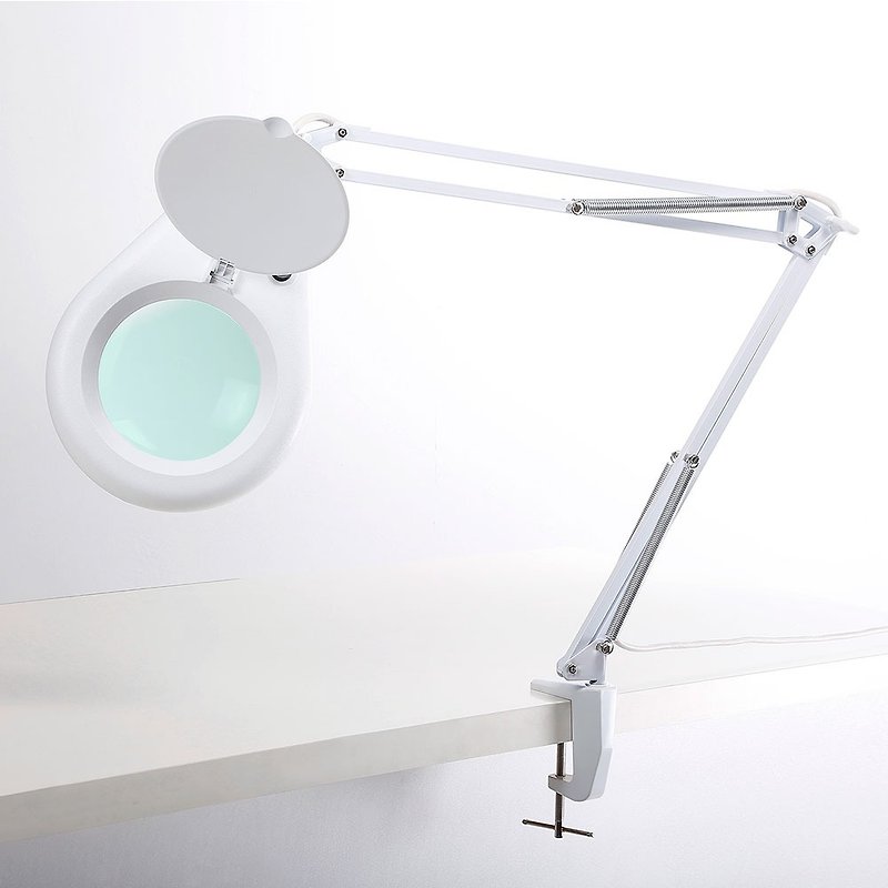 1.8x/3D/127mm工作用薄型LED台灯放大镜 5300K自然光桌夹式E015-1 - 其他 - 玻璃 白色