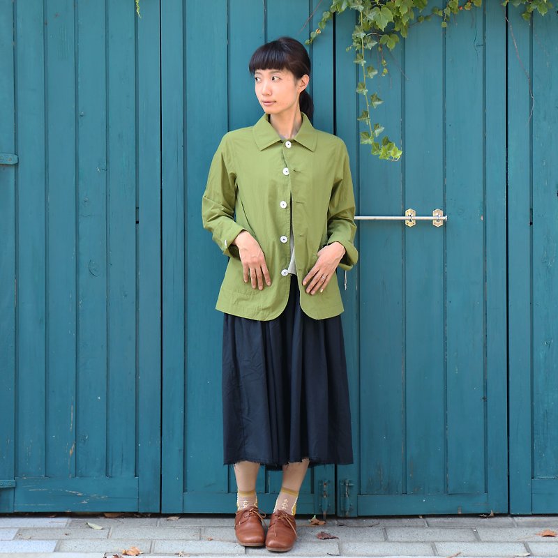 タイプライタークロスカバーオール・ユニセックスsize1 - 女装上衣 - 棉．麻 绿色
