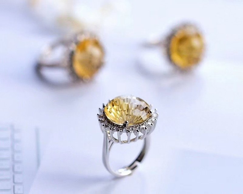 纯天然黄水晶切面戒指 实物非常完美漂亮 颜色水润 晶体通透 - 戒指 - 水晶 