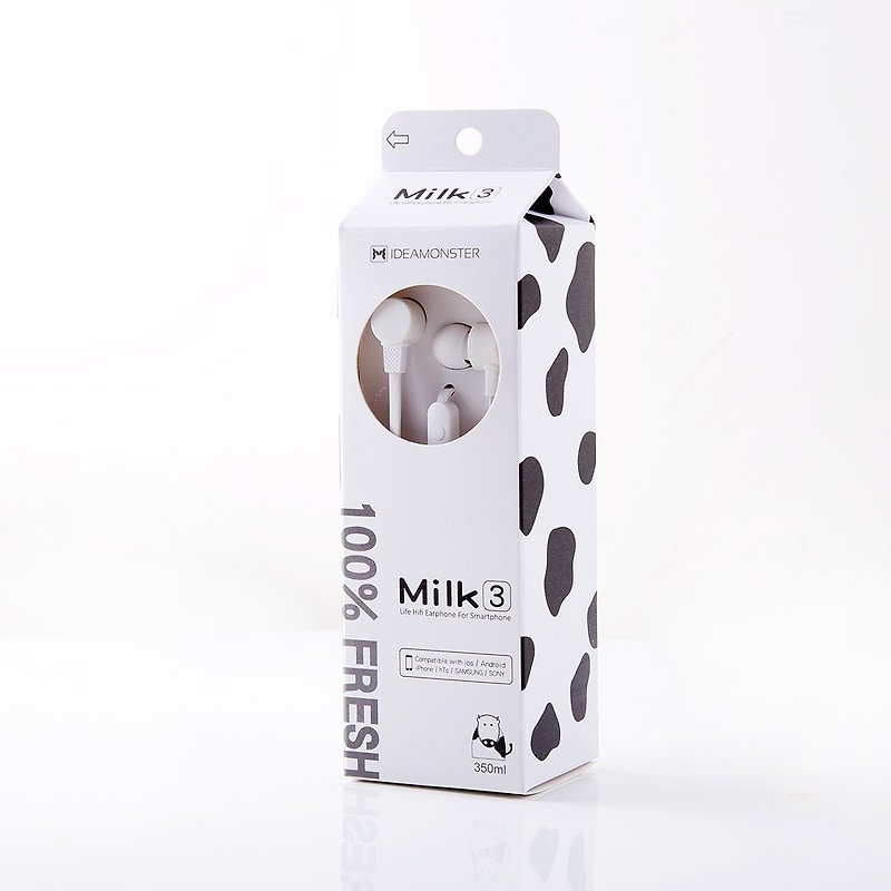 缤纷牛奶线控立体声入耳式耳机-浓纯鲜奶-白 - 耳机 - 塑料 白色