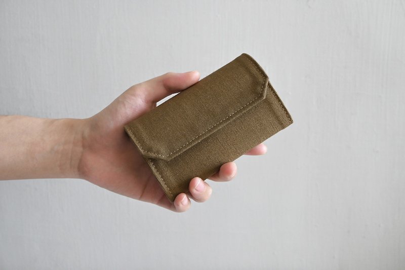 焙茶色帆布包 可水洗纸 零钱包 卡片夹 卡其色 环保 超轻量40g - 皮夹/钱包 - 棉．麻 卡其色