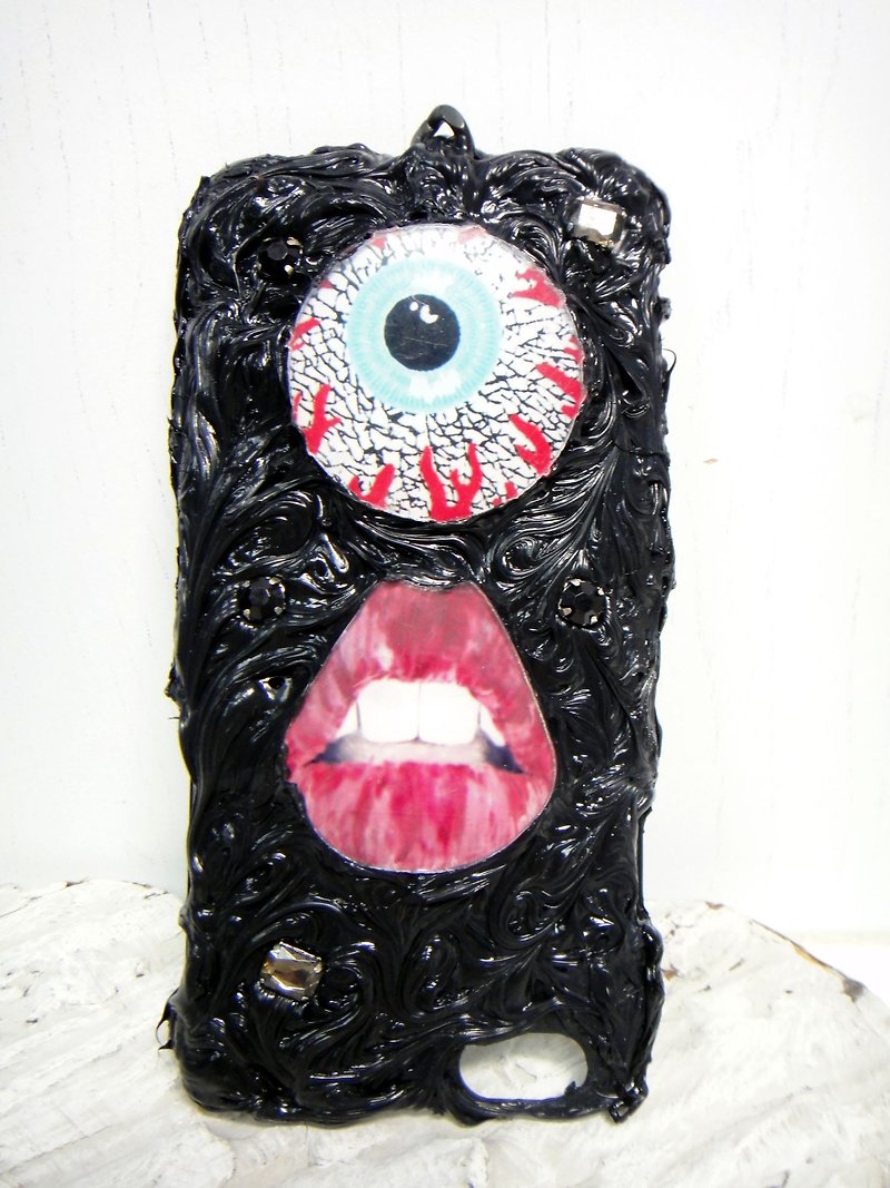 《挂链款》O.B.K. 原宿风格大眼睛嘴巴抽烟 iPhone 6/6s 手机壳 - 手机壳/手机套 - 塑料 黑色