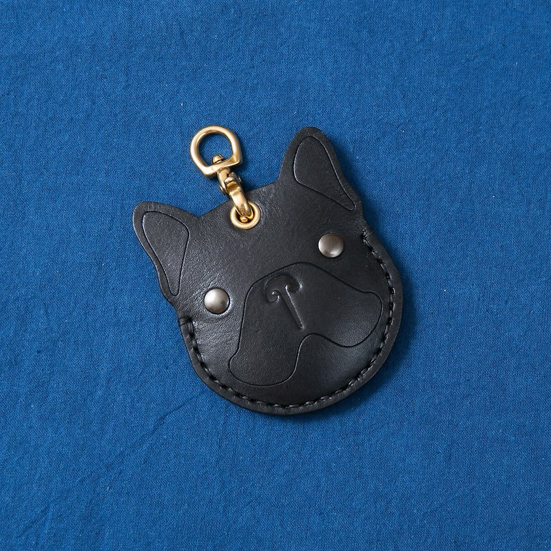 Gogoro钥匙皮套/吊饰(素色-法斗) - 钥匙链/钥匙包 - 真皮 黑色