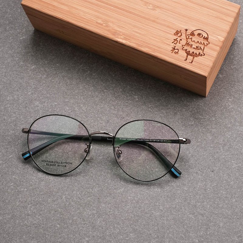 韩国 复古金属圆框 超轻量框 眼镜 镜框 黑银 - 眼镜/眼镜框 - 其他材质 黑色
