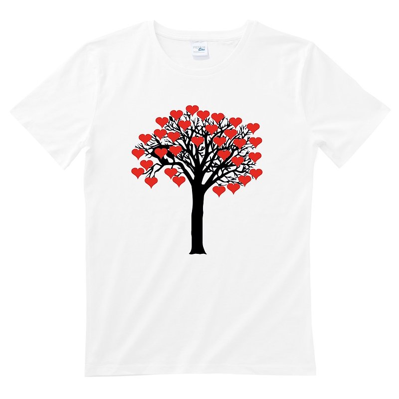Love Tree 男女中性短袖T恤 白色 爱心 树 设计 插画 - 女装 T 恤 - 棉．麻 白色