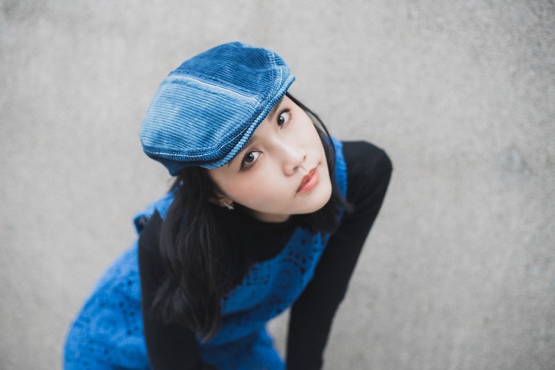 【STARDU】蓝染双色灯芯绒报童帽 | 贼仔帽 | 鸭舌帽 | 男女通用 - 帽子 - 其他材质 蓝色