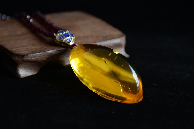 【Amber太阳的羽毛】原创波罗的海琥珀长款简约项链 - 项链 - 宝石 金色