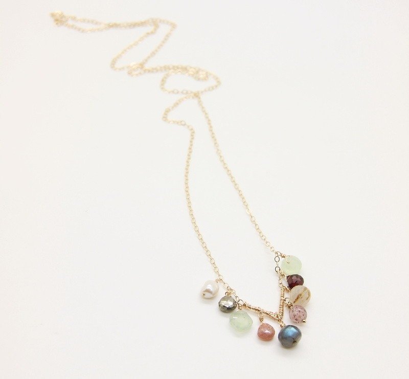 多彩天然半宝石项链 Multi semi precious stones necklace - 项链 - 宝石 多色