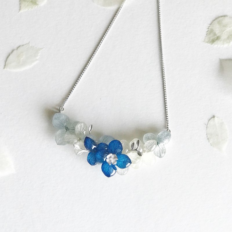 蓝色系真花珠宝项链 立体真花项链 - 项链 - 植物．花 蓝色