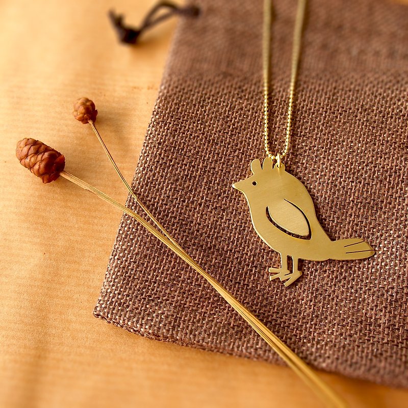 Woodpecker bird brass necklace - 项链 - 铜/黄铜 金色