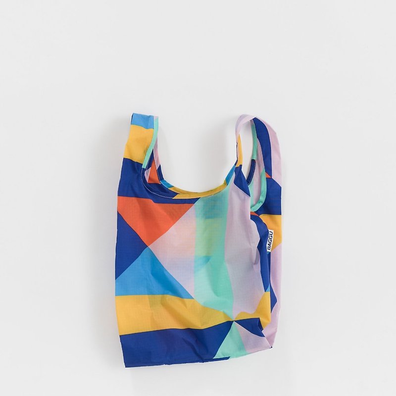 【新品】BAGGU环保收纳购物袋- 迷你尺寸-几何拼布 - 手提包/手提袋 - 防水材质 蓝色