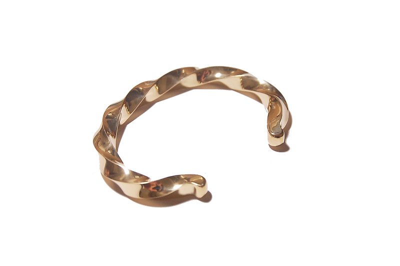 Brass twisted bracelet - 黄铜麻花手环 - 宽版 - 手链/手环 - 其他金属 黄色