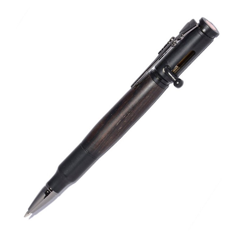 Handmade Wooden Ballpoint Pen with a Rifle Clip and a Bolt Action Mechanism - 圆珠笔/中性笔 - 木头 黑色