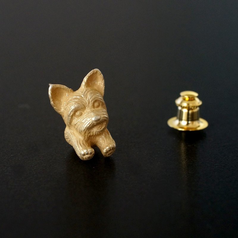ヨークシャテリアの犬ピンブローチ 真鍮 - 胸针 - 其他金属 金色
