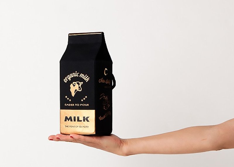 Organic milk pochette  --  GOLD BLACK - 侧背包/斜挎包 - 棉．麻 黑色
