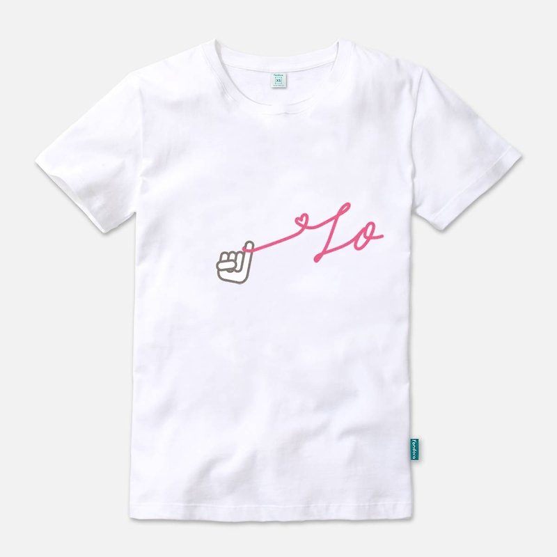 Our Love Line-LO - 中性版短袖T-shirt - 情侣装 - 中性连帽卫衣/T 恤 - 棉．麻 白色
