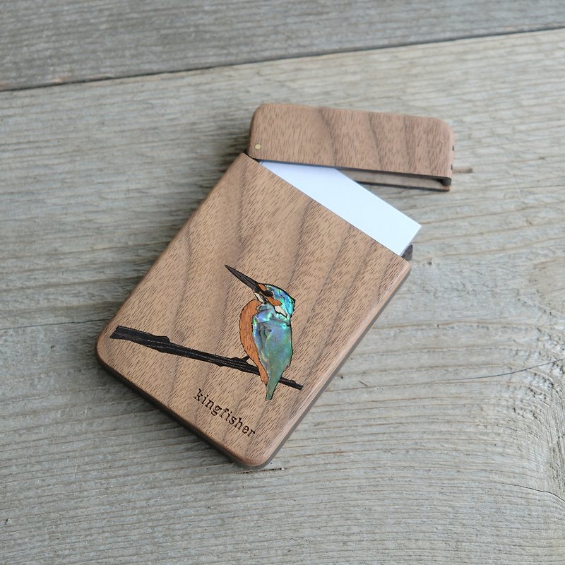 木製名刺入れ　鳥　カワセミ - 名片夹/名片盒 - 木头 咖啡色