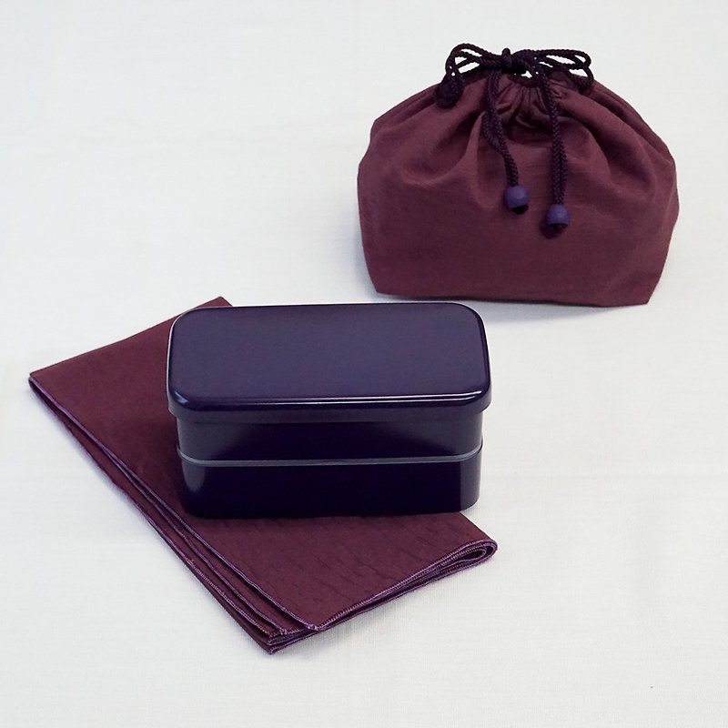 日本伝統色 Rectangular Lunchbox Drawstring Bag Napkin Set Bentobox Gift Japan - 便当盒/饭盒 - 塑料 粉红色