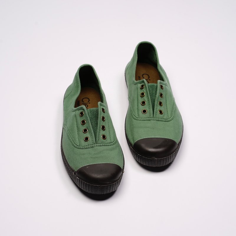 西班牙帆布鞋 CIENTA T955997 63 草绿色 黑底 经典布料 大人 - 女款休闲鞋 - 棉．麻 绿色