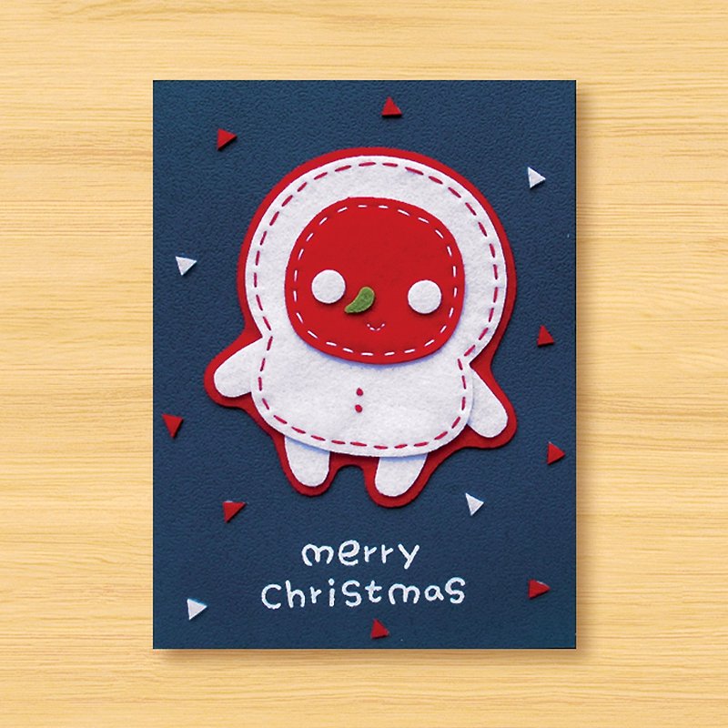 手工卡片 _ 宇宙可爱白色圣诞雪人宝宝 ... 圣诞卡、圣诞节、雪人 - 卡片/明信片 - 其他人造纤维 蓝色