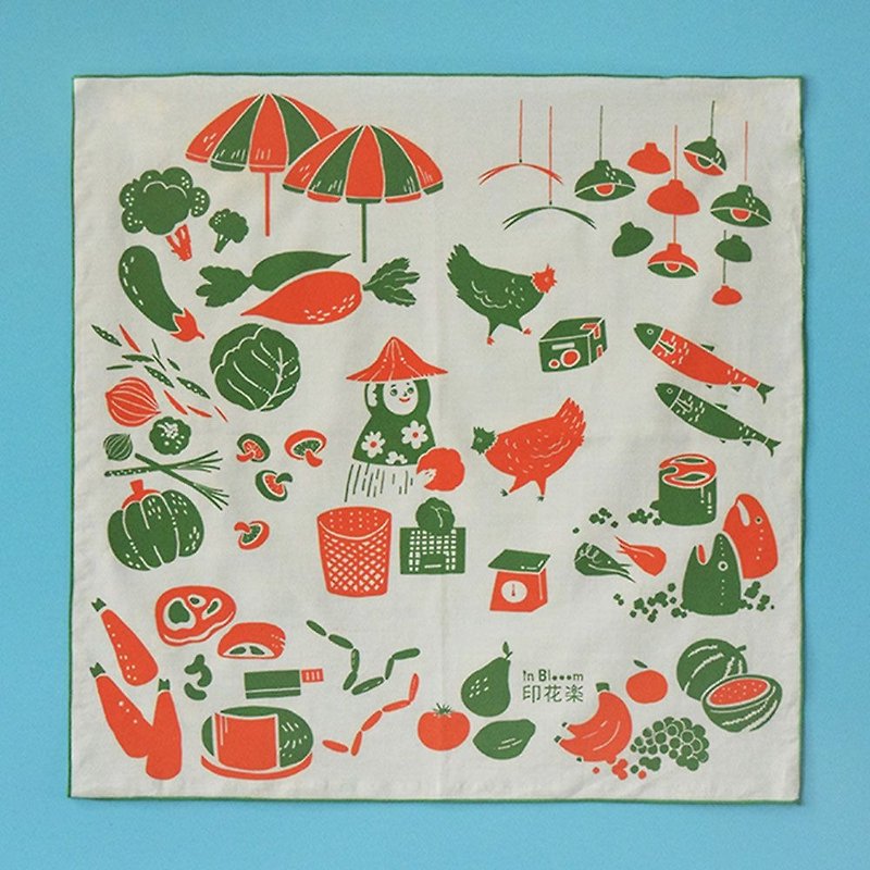包布巾/菜市场/蔬果红绿 - 编织/刺绣/羊毛毡/裁缝 - 棉．麻 绿色