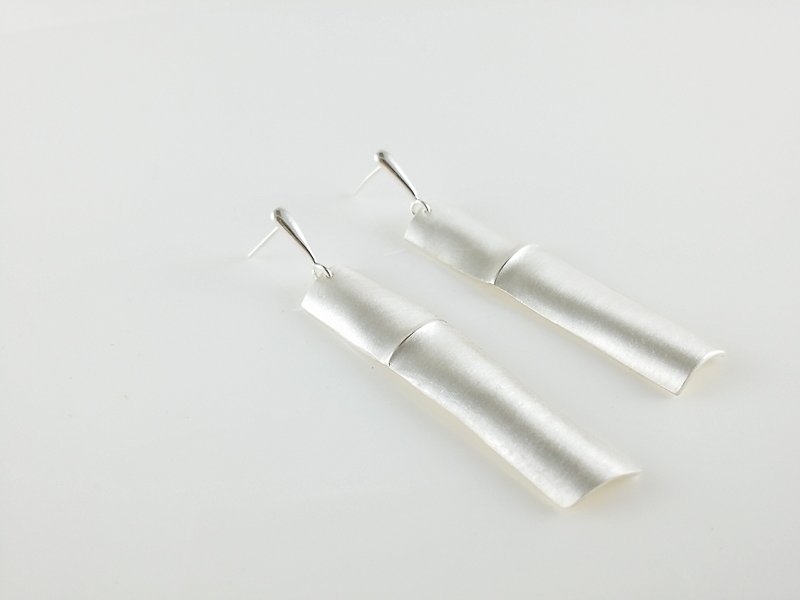 纯银耳环 竹节系列 长坠款式 设计师手工银饰 - 耳环/耳夹 - 纯银 银色