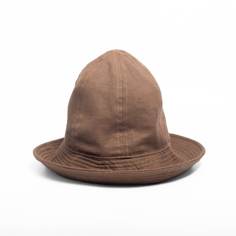 大地系麻质高帽 - 帽子 - 其他材质 咖啡色