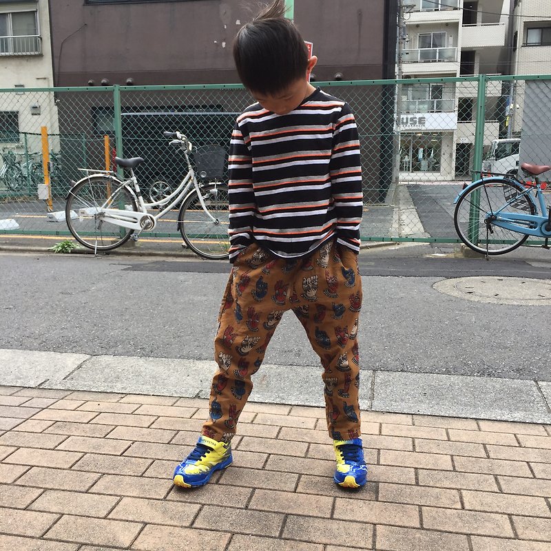 儿童裤-泥黄色佛手 - 童装裤 - 棉．麻 黄色