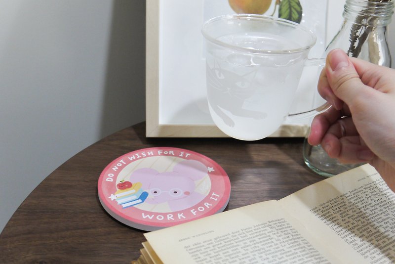 曼蒂效率包 - 小象陶瓷吸水杯垫 - 杯垫 - 纸 粉红色