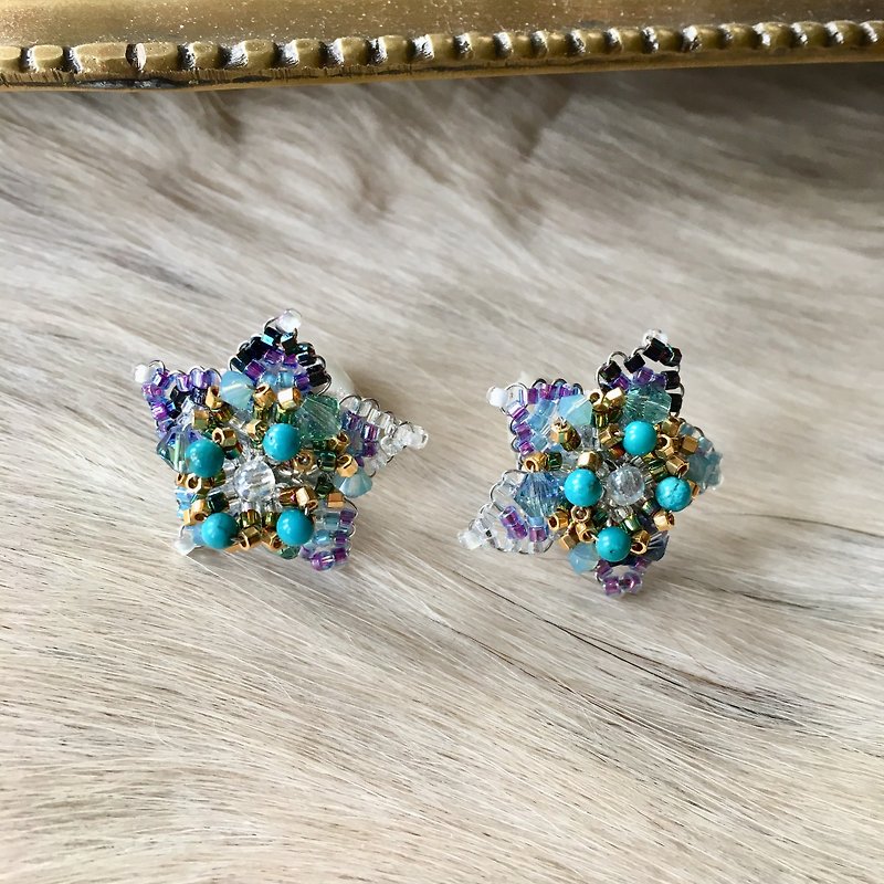 Star earrings 〜ほしのイヤリング〜 - 耳环/耳夹 - 宝石 蓝色