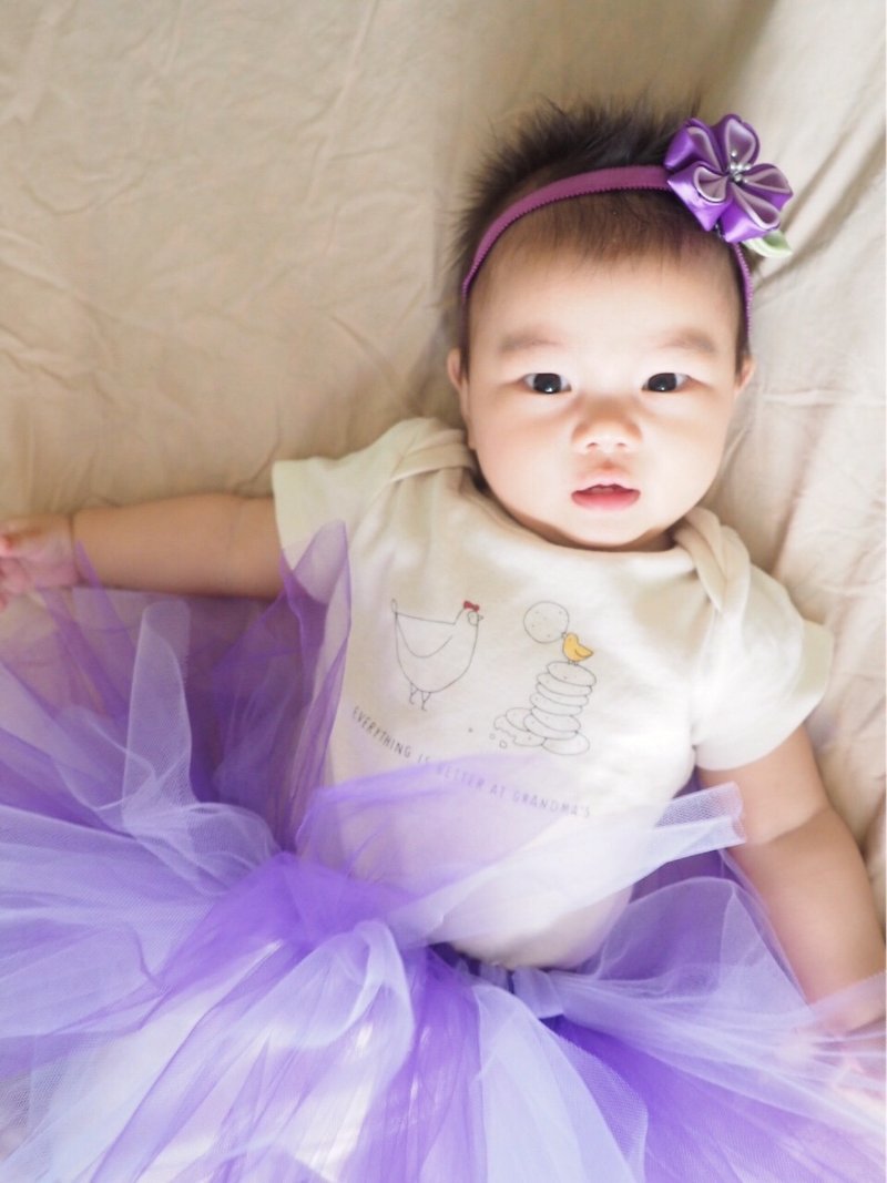 手作粉紫色澎澎TUTU纱裙+发带发夹两用套装 - 其他 - 聚酯纤维 紫色