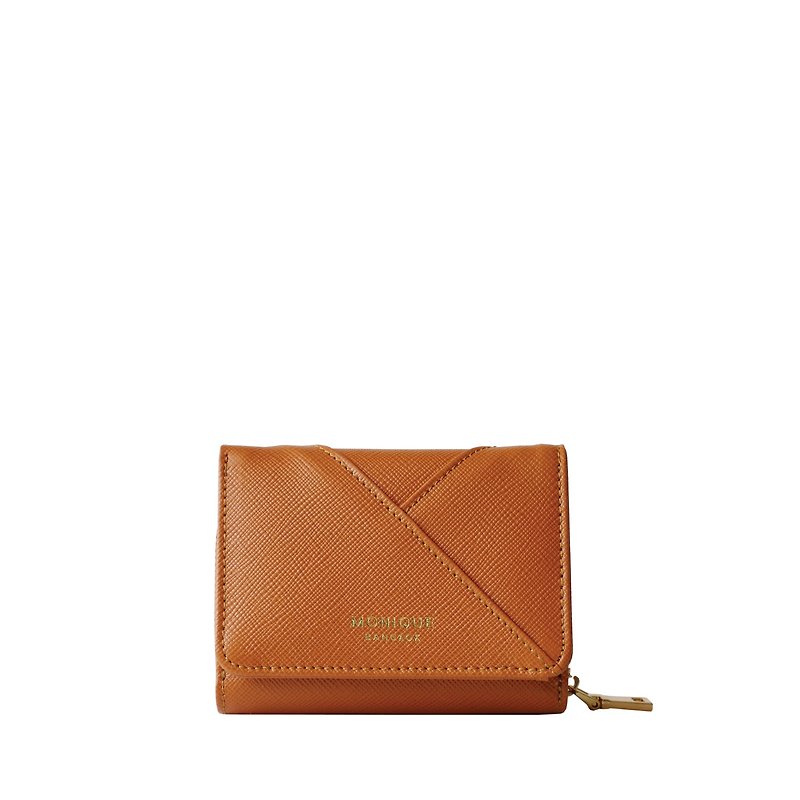 Ellie Mini Wallet in Tan Saffiano Leather - 皮夹/钱包 - 真皮 咖啡色